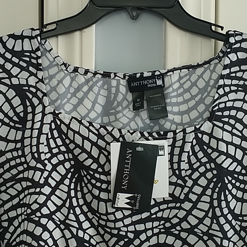 Antthony Original Black White Caftan Top M - Picture 6 of 9